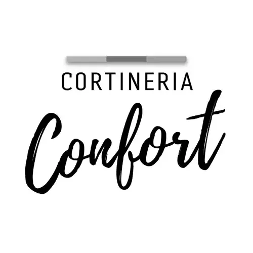 Logo Cortinería Confort en escala de grises