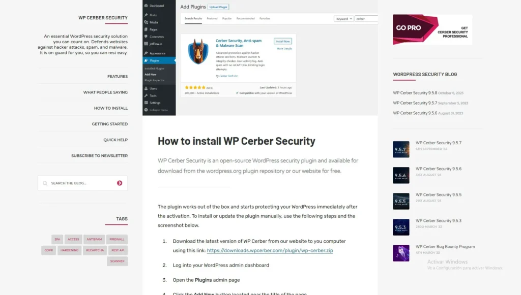 WP cerber plugin